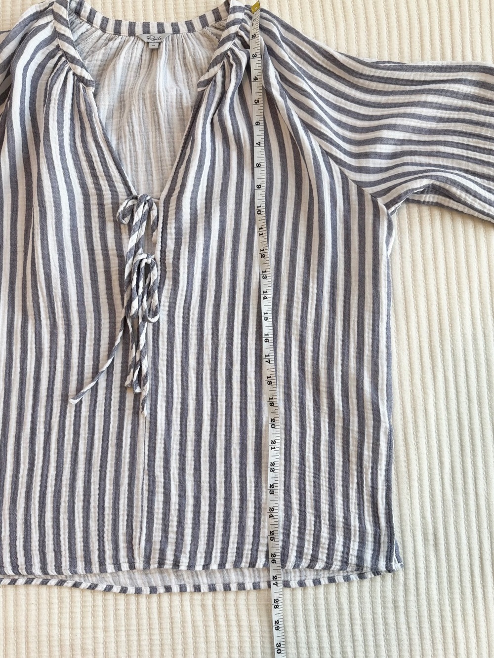 Rails Brielle Tie-Front Blouse Top in Admiral Stripe 100% Organic Cotton - Picture 9 of 9